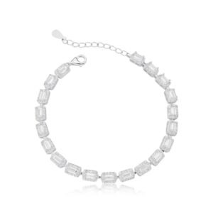 PULSEIRA BAGUETES CRAVEJADAS - PRATA 925