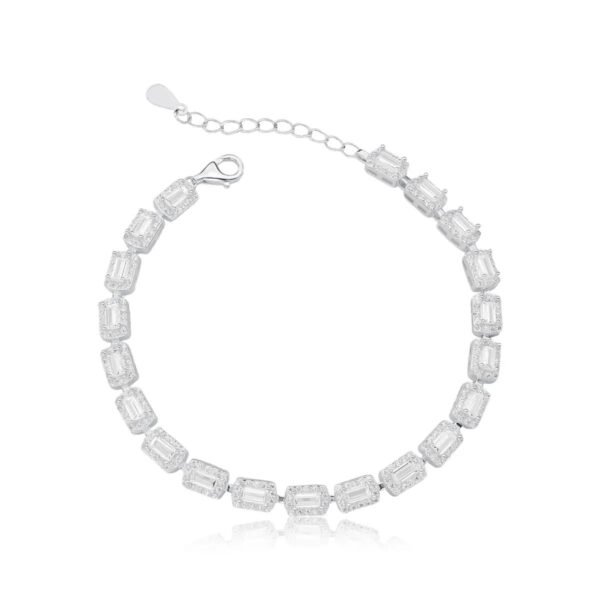 PULSEIRA BAGUETES CRAVEJADAS - PRATA 925