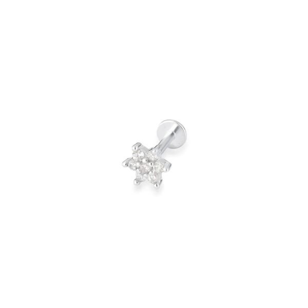 PIERCING FLOR CRAVEJADO - PRATA 925